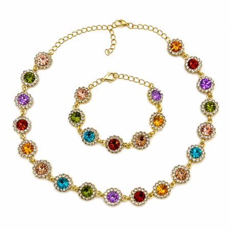 BIJUTERII DAMA - Set Colier-Bratara Rainbow Gold
