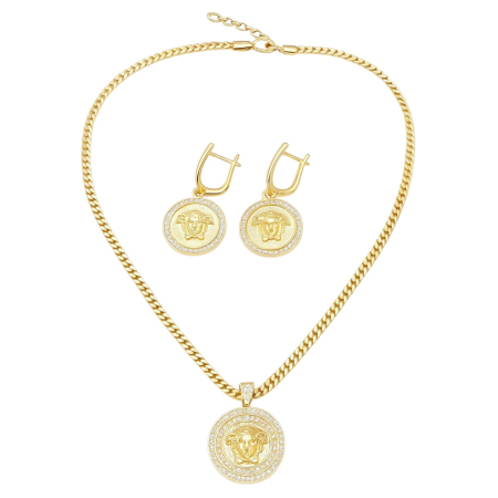 BRATARI CRISTALE - Set Colier-Cercei Dama Gold Medusa