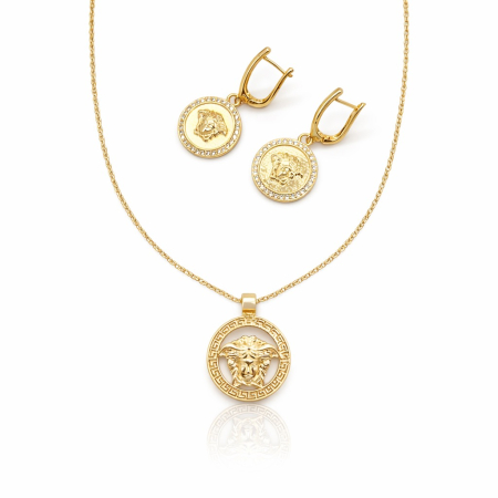 BIJUTERII DAMA - Set Colier-Cercei Gold Medusa
