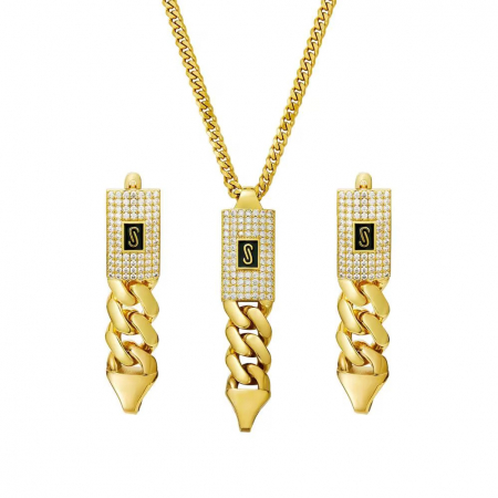 BRATARI CRISTALE - Set Colier-Cercei Monaco Dama Full Gold