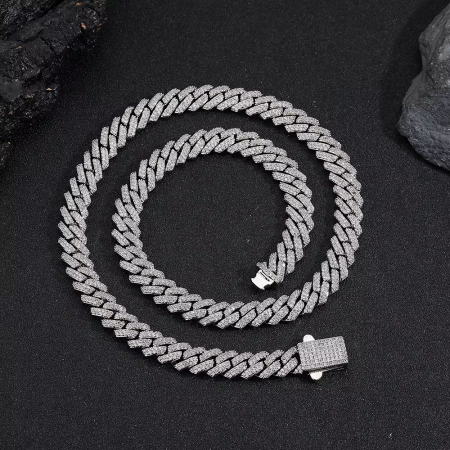 Set Cuban Full Diamonds Silver [2]