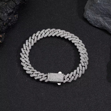 Set Cuban Full Diamonds Silver [3]