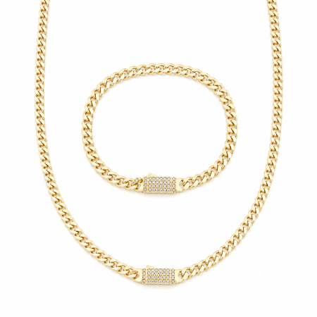 SET LANT&BRATARA - Set Cuban Gold  5 MM