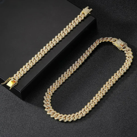 Set Cuban Gold Full Diamonds 12MM [3]