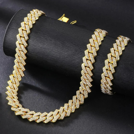 Set Cuban Gold Full Diamonds 12MM [4]