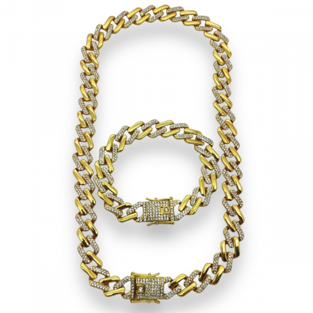 Set Cuban Gold Zircon Diamonds 12MM [1]