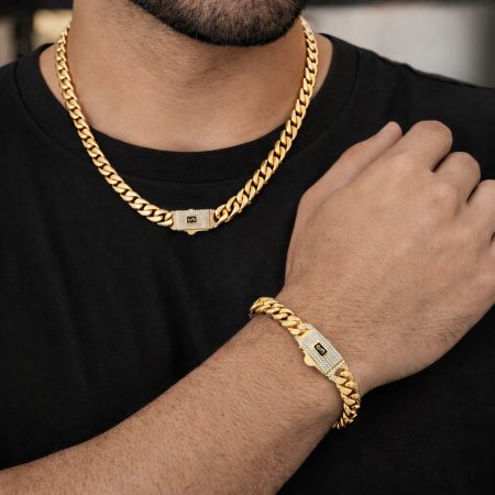 Set Cuban Monaco Gold 14K Plated 10 MM [2]