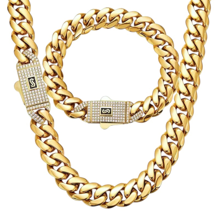 LANTURI CUBAN - Set Cuban Monaco Gold 14K Plated 10 MM