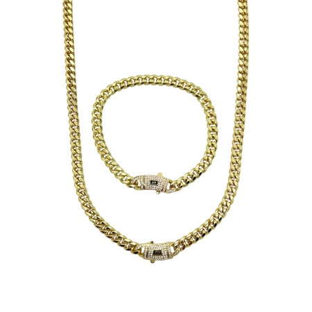 LANTURI - Set Cuban Monaco Gold 14K Plated 6 MM