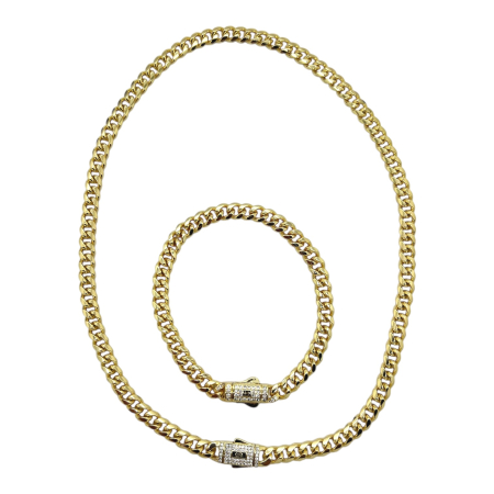 BIJUTERII DAMA - Set Cuban Monaco Gold 14K Plated 6 MM / 40 CM