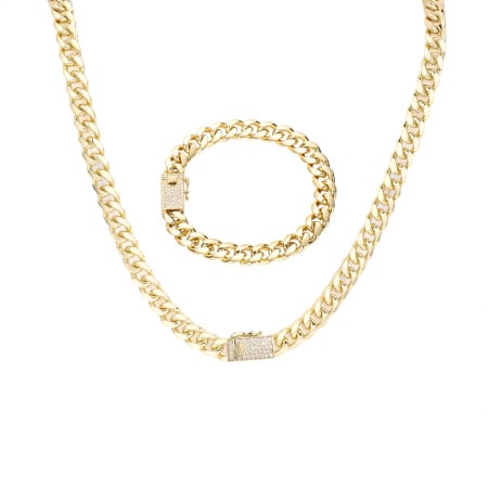 LANTURI - Set Cuban Monaco Gold 14K Plated 8 MM / 50 CM