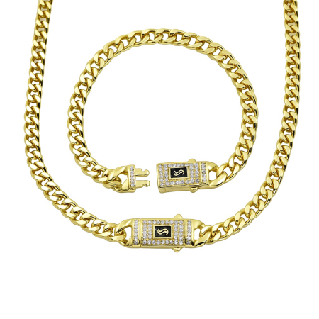LANTURI - Set Cuban Monaco Gold 14K Plated 8 MM