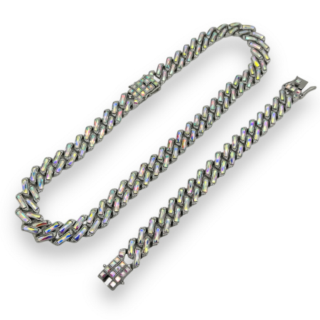 LANTURI CUBAN - Set Cuban Silver Full Rainbow Diamonds