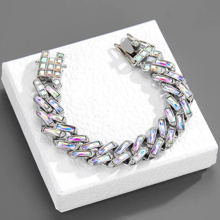 Set Cuban Silver Full Rainbow Diamonds [2]