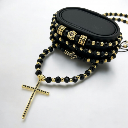 Set Lant-3 bratari GoldBlack Luxury [4]
