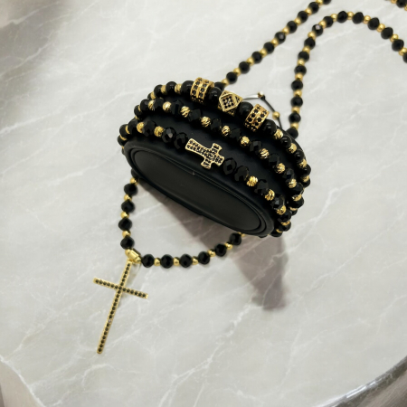 Set Lant-3 bratari GoldBlack Luxury [3]