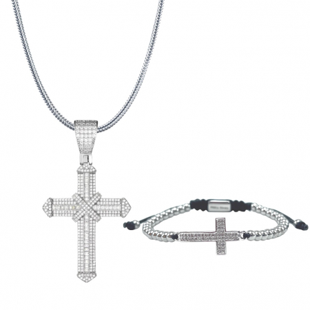 LANTURI ARGINT - Set Lant-Bratara Argint 925 Diamonds Cross