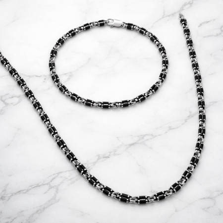 Set Lant-Bratara Argint 925 Onix Stones [2]