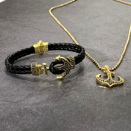 Set Lant-Bratara Brooks Gold Anchor [1]
