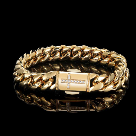 Set Lant-Bratara Brooks Gold Cross Cuban [2]