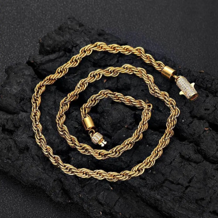 Set Lant-Bratara Brooks Gold Rope Diamonds [1]