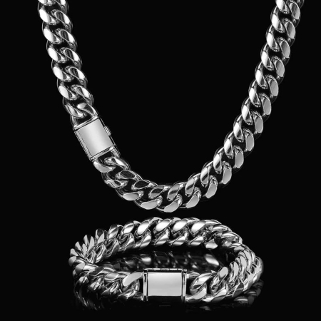 LANTURI CUBAN - Set Lant-Bratara Brooks Silver Cuban Monroe
