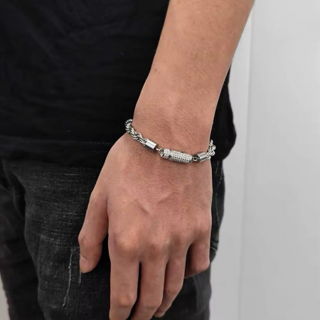 Set Lant-Bratara Brooks Silver Rope Diamonds [2]