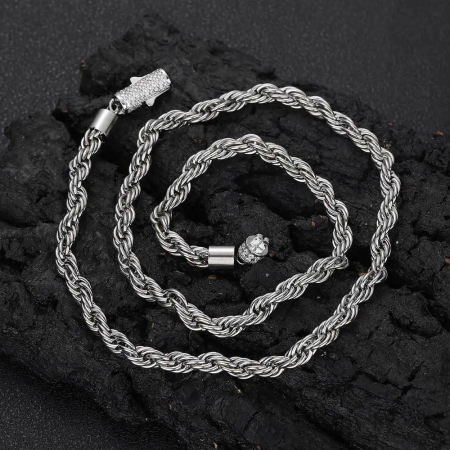 Set Lant-Bratara Brooks Silver Rope Diamonds [1]