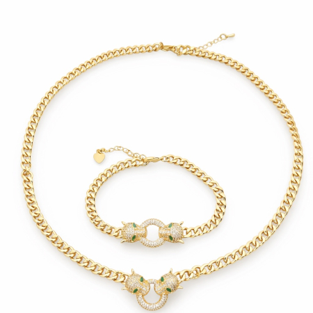 COLIERE - Set Lant-Bratara Cuban Gold Gatopardo Diamonds