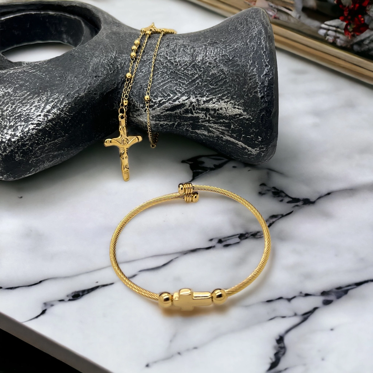 Set Lant-Bratara Gold Cross [1]