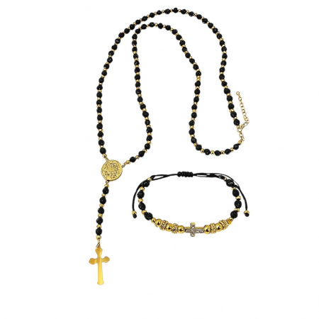 LANTURI - Set Lant-Bratara GoldBlack 14K Plated Rosary