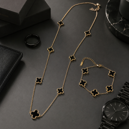 Set Lant-Bratara GoldBlack Alhambra 80 CM [1]