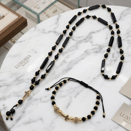 Set Lant-Bratara GoldBlack Rosary [2]