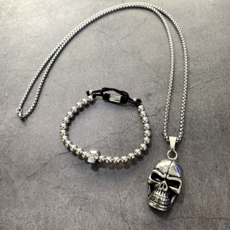 Set Lant-Bratara Silver Skull [1]