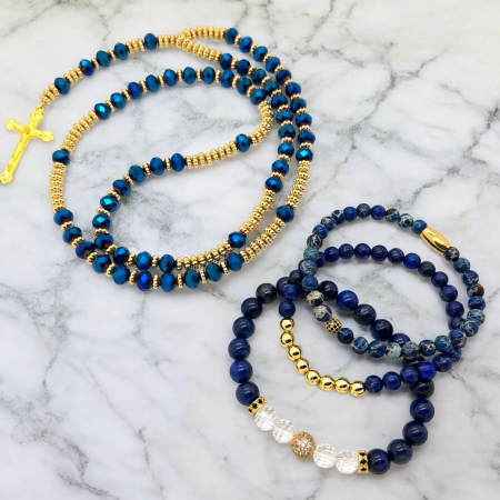 Set Lant-Bratari Blue Rosary Cross Crown [3]