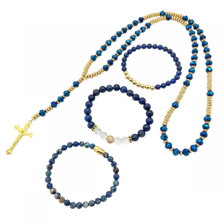 SET LANT&BRATARA - Set Lant-Bratari Blue Rosary Cross Crown