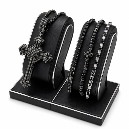 BRATARI BARBATI - Set Lant-Bratari Full Black Cross Imperium