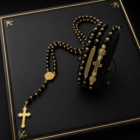 Set Lant-Bratari Rosary GoldBlack Luxury [3]