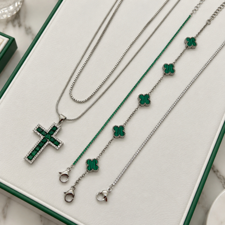 Set Lant-Bratari Slim Tennis Royal Green Diamonds [2]