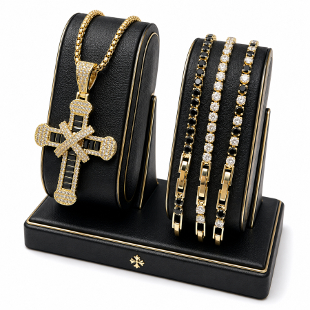 LANTURI - Set Lant-Bratari Tennis GoldBlack Luxury
