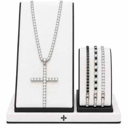 LANTURI CU PANDANTIV - Set Lant-Bratari White Tennis Diamonds