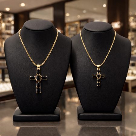 Set Lanturi Cupluri Cruce Tennis Gold [2]