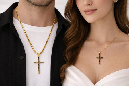 Set Lanturi Cupluri Cruce Tennis Gold [1]