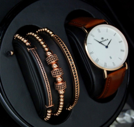 Set Luxury Watch Brooks & Set 3 Rose Gold Bracelets [2]