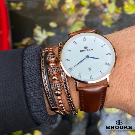 Set Luxury Watch Brooks & Set 3 Rose Gold Bracelets [1]