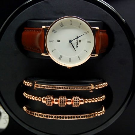 SETURI CEAS&BRATARI - Set Luxury Watch Brooks & Set 3 Rose Gold Bracelets