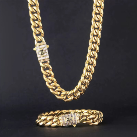 SET LANT&BRATARA - Set Monaco Gold Plated 14K 12 MM