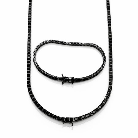 COLECTIA ARGINT - Set Tennis Argint 925 Full Black Square 65 CM / 3.5 MM -43 Gr