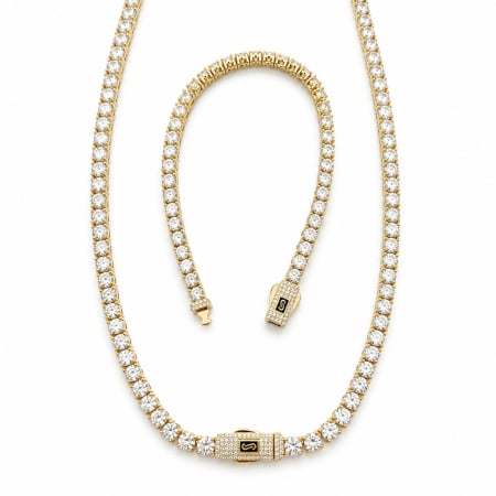 BIJUTERII DAMA - Set Tennis Monaco Diamonds 4 MM Gold Plated 14K