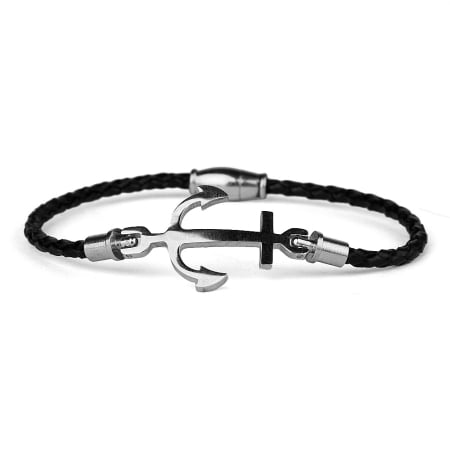 BRATARI PIELE - Silver Anchor Men Bracelet
